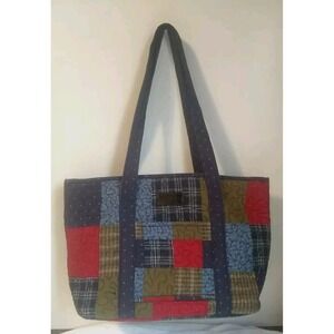 Purse Shoulder Bag Quilted Blue DSQ Kathy Green Wooden Shaper Insert 13"x6" READ